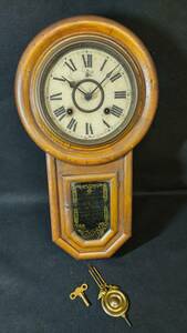 吉海M223 尾張時計 トレードマーク 馬 丸型 ゼンマイ式 振り子時計 柱時計 掛け時計 
