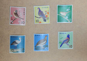 鳥シリーズ・1963年～1964年発行・6種類揃い・未使用