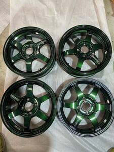 RAYS レイズ 鍛造 TE37 Sonic　特注　レーシングGreen　5J 4H 15 Inch ＋45 VOLKRACING 美品　PCD100