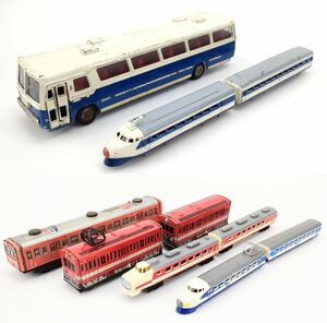 8 レトロ 鉄道 新幹線 車 バス 模型 6台 セット ジャンク ヨネザワ トーイ ダイヤペット 三菱 ふそう◆まとめ ダイキャスト 国鉄 ミニ カー