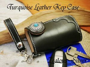  turquoise leather key case cow book@ cow leather smart key key holder attaching cow book@nme black 