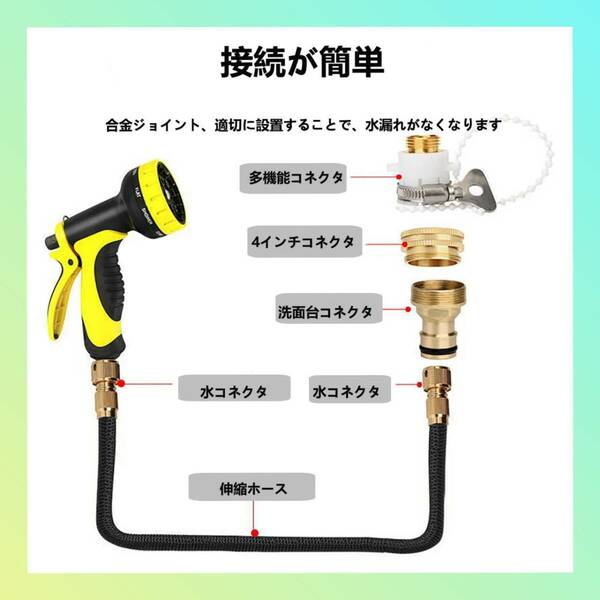 おすすめ 散水ホース ノズル付き 22.5M 耐久性抜群 コンパクトデザイン