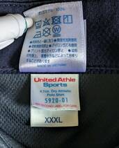 未使用 United Athle ユナイテッドアスレ メンズ 半袖ポロシャツ ボタンダウン 吸水速乾 ネイビー色系 シンプル 着丈78 身幅65 大きい XXXL_画像9