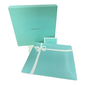 【中古品】Tiffany&Co. ティファニー ブルーリボンプレート スクエアプレート 箱あり ブランド食器 L65119RE