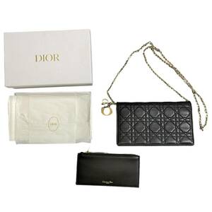 【中古品】Christian Dior ディオール チェーンウォレット ブラック サブポーチ付 レディース 財布 箱あり L60133RK