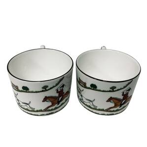 ◆中古品◆ WEDGWOOD ウエッジウッド HUNTING SCENES ハンティングシーン カップ & ソーサー 2客セット 食器 インテリア kyP8862Nの画像5