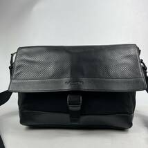 1円〜【入手困難品】 COACH コーチ ヘリテージ ショルダーバッグ 斜め掛け ブラック 黒 ナイロン メッセンジャー ビジネスバッグ 鞄_画像2