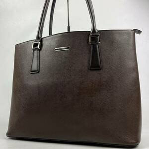 1 иен ~[ трудно найти товар ] BURBERRY Burberry портфель большая сумка A4 место хранения кожа темно-коричневый плечо .. мужской ходить на работу сумка ручная сумочка 