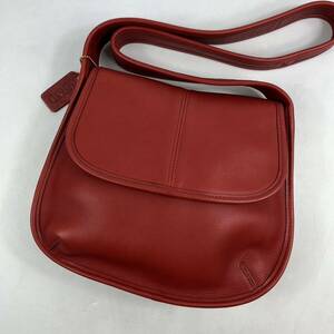 1 jpy ~[ unused class ] Old Coach OLD COACH L go shoulder bag flap red red leather original leather tote bag type pushed . bag 9034