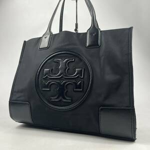 1円〜【大人気】 トリーバーチ Tory Burch ハンドバッグ エラ ブラック 黒 トートバッグ ビジネスバッグ ナイロン レザー ビッグロゴ