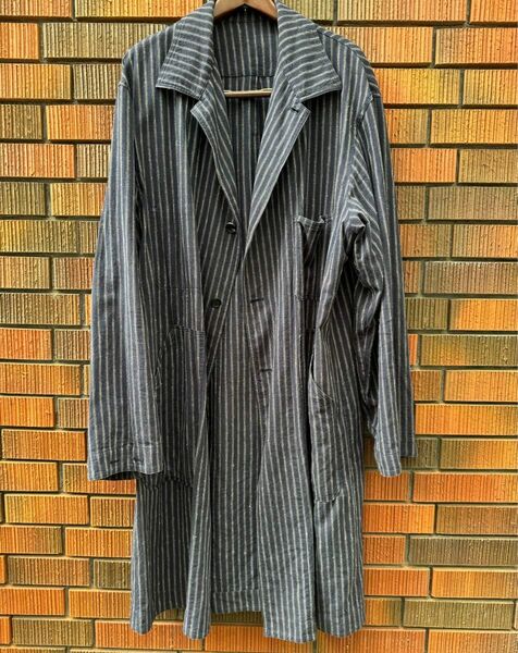 Yohji Yamamoto Syte Linen/Cotton Butcher Stripe 5BS Shop Coat