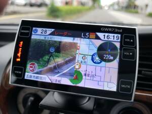 即決8500円 OBDⅡアダプター付属 車載動作確認済み GWR73sd タッチパネル式フルマップ GPSレーダー探知機 2023年度GPS＆地図データ更新版SD