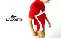 LACOSTE ラコステ PH2242 ヘリテージグラフィックポロシャツ/FR 4 US M/ ワニワッペン 半袖 鹿の子シャツ/赤 白/メンズ_画像1