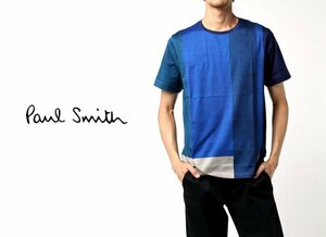 PS Paul Smith ピーエス ポールスミス AFRICAN FLAG プリント Tシャツ XL/青 紺/メンズ/292509 051S/日本製/程度良好