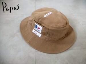 PAPAS Papas Random badge bucket hat / men's L/ hat / mocha brown group /D0424EHT07/ made in Japan 