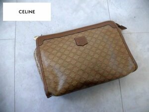 CELINE セリーヌ/VINTAGE OLD CELINE/M04 マカダム セカンドバッグ/クラッチバッグ/ベージュ ブラウン/イタリア製/ヴィンテージ