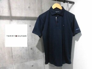 美品 21SS TOMMY HILFIGER GOLFトミーヒルフィガー ゴルフ THロゴ フラッグジャガード 半袖 ポロシャツL/メンズ/紺ネイビー/THMA105/日本製