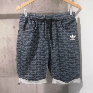 adidas Originals アディダスオリジナルス トレフォイルプリント 総柄 スウェットショートパンツM/ショーツ/ハーフパンツ/ネイビー/メンズの画像2