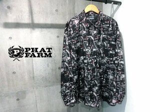 美品 PHAT FARM ファットファーム ガールフォト総柄 プリント オーバーサイズ 長袖シャツ XXL/3XL/大きいサイズ HIPHOP ヒップホップ B-BOY