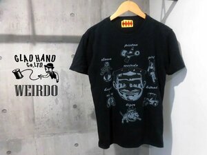 WEIRDO ウィアード CLOWN PISTON GIRL HOTROD TIGER HEAD プリント 半袖 Tシャツ M/黒 ブラック/メンズ/GLADHAND グラッドハンド