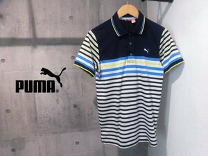 PUMA GOLF プーマ ゴルフ/吸水速乾 ボーダー 半袖 ポロシャツ M/半袖シャツ/メンズ/565210/程度良好