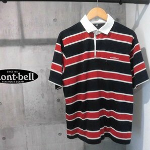 mont-bell モンベル 1104780 WIC.ラガーシャツ L/ウイックロン ボーダー 半袖シャツ/メンズ/アウトドアの画像1