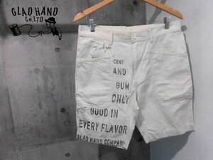 BY GLAD HAND バイグラッドハンド/GLAD CHEWING GUM-SHORTS/ショートパンツ M/ヴィンテージラバープリント コットンヘリンボーン ショーツ