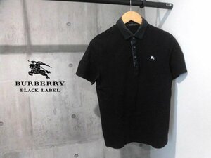 BURBERRY BLACK LABEL バーバリーブラックレーベル ロゴ刺繍 半袖 ポロシャツ 2/メンズ/黒 ブラック/BMV39-237-09/三陽商会 日本製