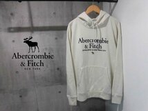 ABERCROMBIE&FITCHアバクロンビー＆フィッチ アバクロSOFT A&F FLEECEロゴ刺繍 裏起毛 スウェット パーカーL/プルオーバー フーディ/メンズ_画像1