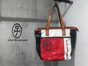 CASTELBAJAC カステルバジャック 077701 PUレザー トートバッグ/鞄 カバン/紺 白 赤/メンズ/ジャンク品