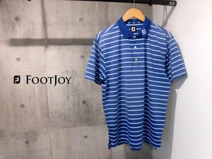 美品 FJ フットジョイ Foot Joy ボーダー グラデーション 半袖 ポロシャツM/吸水速乾 半袖シャツ/青 ブルー/メンズ/ゴルフ GOLF/FJ-S15-19