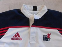 adidas アディダス 2003-05 USA RUGBY EAGLE ALUMNI PRO HOME SHIRT プロ ホーム ラグビーシャツ 2XO/白 紺/メンズ/ラガーシャツ/希少_画像4