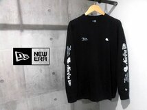 NEW ERA ニューエラ NEWERA ロゴプリント 長袖 TシャツXL/袖ロゴプリント ロンTee/ロングスリーブ カットソー/ロンT/黒 ブラック/メンズ_画像1