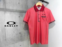OAKLEY GOLF オークリー ゴルフ/ロゴプリント ドライ 半袖 ポロシャツ L/赤 レッド/ゴルフウエア/メンズ/434124JP_画像1
