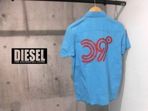 DIESEL ディーゼル milesプリント ミリタリーシャツ L/半袖シャツ/スカイブルー