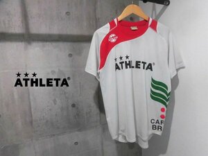 ATHLETA アスレタ CAFE DO BRASIL ロゴプリント ストレッチ ウォームアップ Tシャツ M/プラクティス Tシャツ/プラ Tee/白/メンズ/サッカー