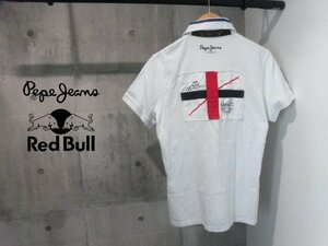 Pepe Jeans LONDON ペペジーンズ Red Bull Racing レッドブル/F1チーム レーシング 半袖 ポロシャツM/白 ホワイト/メンズ/カーレース F1