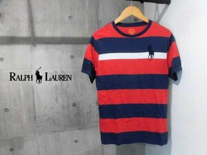 POLO RALPH LAUREN/ポロ ラルフローレン ビッグポニー刺繍 ボーダー 半袖 Tシャツ XL(18-20)/赤 紺/メンズ/カットソー