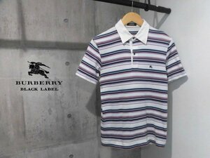 BURBERRY BLACK LABEL バーバリーブラックレーベル ロゴ刺繍 ボーダー 半袖 ポロシャツ 2/半袖シャツ/メンズ/BMV32-817-02/三陽商会 日本製