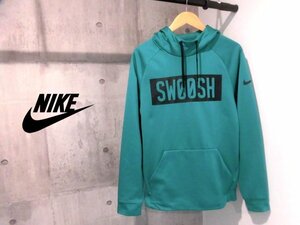 美品 NIKE ナイキ Therma Bar Swoosh Pullover Hoodie サーマ バー SWOOSHボックスプリント フーディM/パーカー/緑/メンズ/823089-351