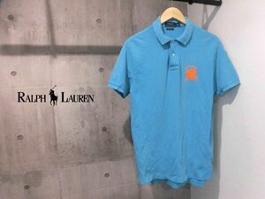 POLO RALPH LAUREN/ポロ ラルフローレン CUSTOM FIT ロゴ刺繍 半袖 ポロシャツ M/半袖シャツ/カノコ/サックス/メンズ