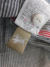 STUSSY ステューシー ヒッコリー フード付き ジャケット L/チェーン刺 ストライプ ジップパーカー/ZIPフーディ/メンズ/程度良好_画像9