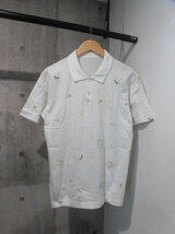 Papas パパス 中折れハット 総柄 刺繍 半袖 ポロシャツ M/半袖シャツ/白 ホワイト/メンズ/日本製_画像2
