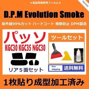 ★１枚貼り成型加工済みフィルム★ パッソ KGC30 KGC35 NGC30 【EVOスモーク】 ツールセット付き　D.P.M Evolution Smoke ドライ成型