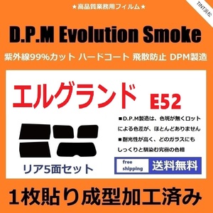 ◆１枚貼り成型加工済みフィルム◆ エルグランド E52 PE52 PNE52 TE52 TNE52　【EVOスモーク】 D.P.M Evolution Smoke ドライ成型