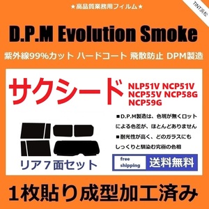 ◆１枚貼り成型加工済みフィルム◆ サクシード （バン ワゴン） 前期用 NLP51V NCP51V NCP55V NCP58G NCP59G　【EVOスモーク】 ドライ成型