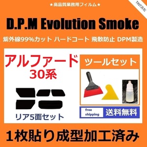 ★１枚貼り成型加工済みフィルム★ アルファード AGH30W AGH35W GGH30W GGH35W AYH30W 【EVOスモーク】 ツールセット付き ドライ成型