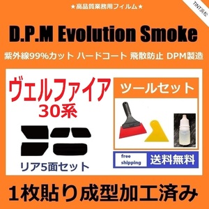 ★１枚貼り成型加工済みフィルム★ ヴェルファイア AGH30W AGH35W GGH30W GGH35W AYH30W 【EVOスモーク】 ツールセット付き ドライ成型