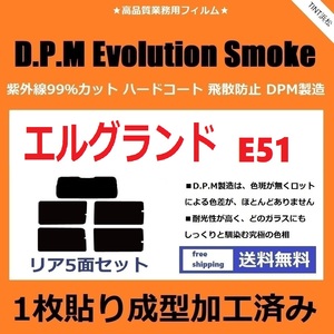 ◆１枚貼り成型加工済みフィルム◆ エルグランド E51 NE51 ME51 MNE51　【EVOスモーク】 D.P.M Evolution Smoke ドライ成型