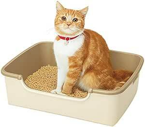 ニャンとも清潔トイレセット [約1か月分チップ・シート付] 猫用トイレ本体 シンプルタイプ ライトベージュ 成猫
